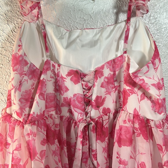 Revelry Poppy Chiffon Ruffle Tier Dress Lace Up Back Zipper Ruffle Straps Dress - Picture 7 of 16